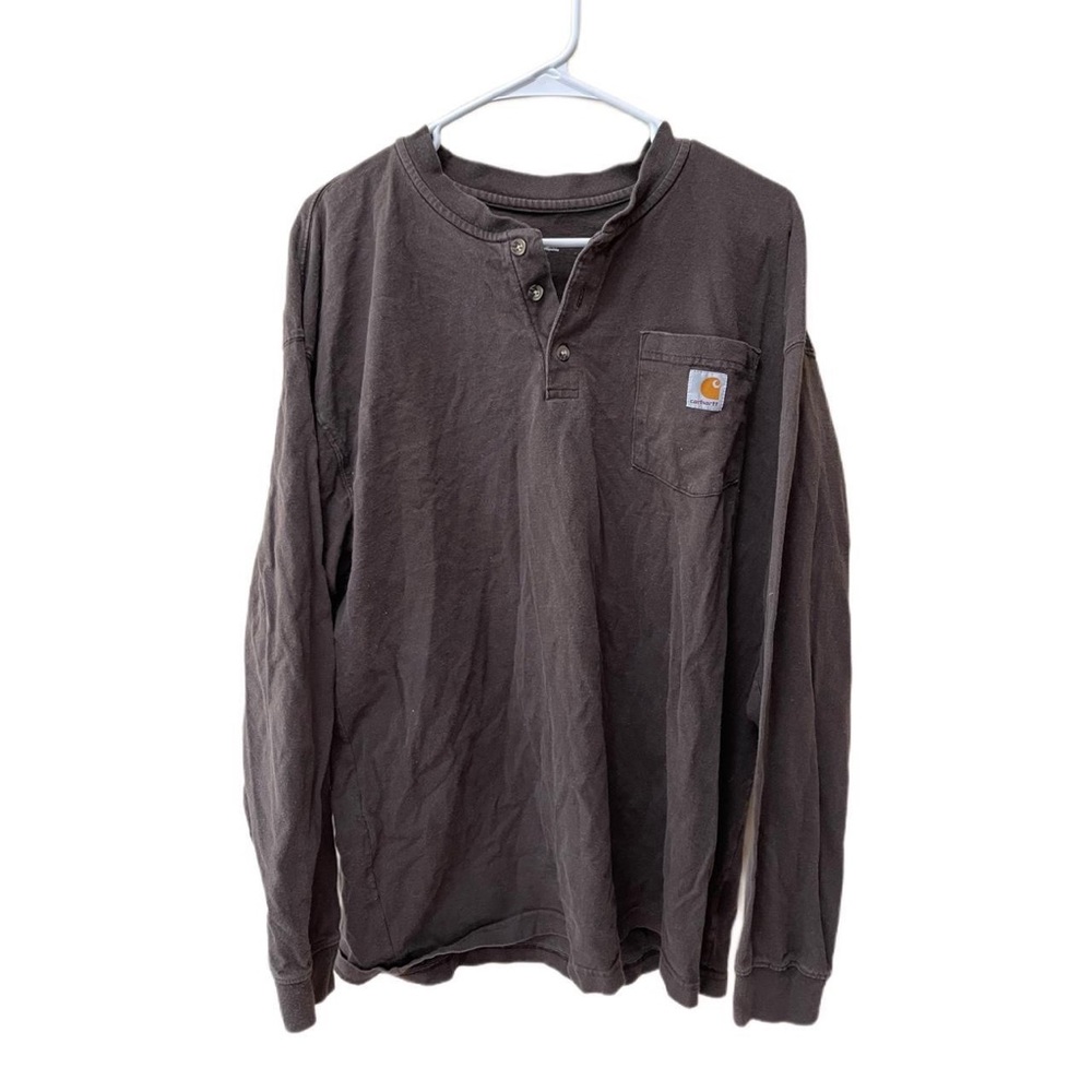 Brown Carhartt Henley Long Sleeve Shirt